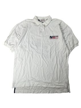 Nautica Shirt Mens 2XLT White Cotton Collared Big & Tall Competition Logo Pique